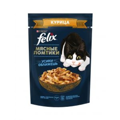FELIX Корм для кошек мясные ломтики с курицей 75гр пауч