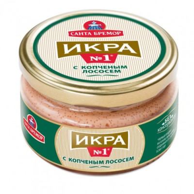 Икра делик. с копченым лососем № 1 180гр.ст/б Санта  Бремор