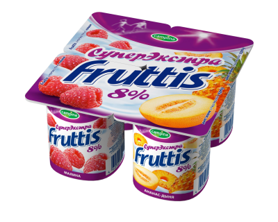 БЗМЖ Йогурт Фруттис Суперэкстра Ананас-дыня/Малина 8% 115гр.