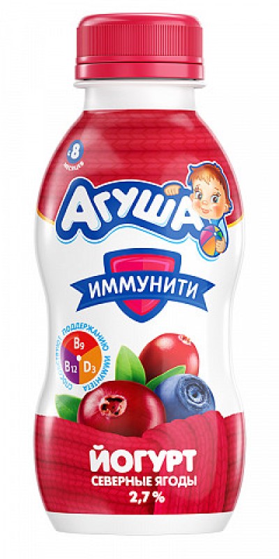 БЗМЖ Йогурт Агуша северные ягоды 2,7% 180гр