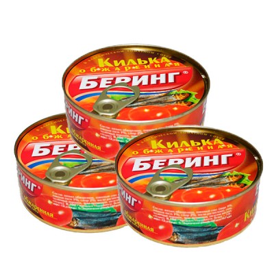 Килька в томате Беринг обжаренная 240гр ж/б ключ Омега