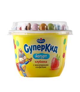 БЗМЖ Йогурт густой СуперКид клубника и шок. конфеты 2% 103гр п/ст