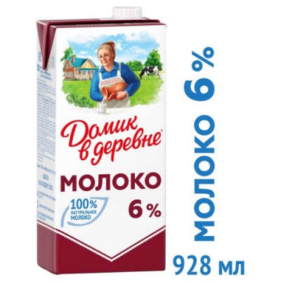 БЗМЖ Молоко Домик в деревне (УП) 6% 950 г