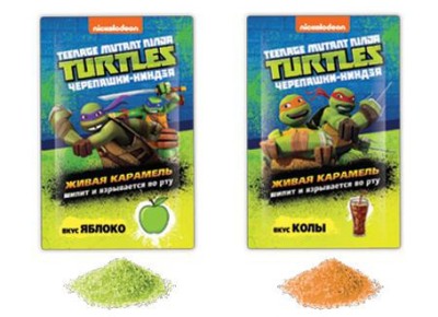Карамель леденцовая Черепашки Ниндзя со вкусом колы и яблока 7гр
