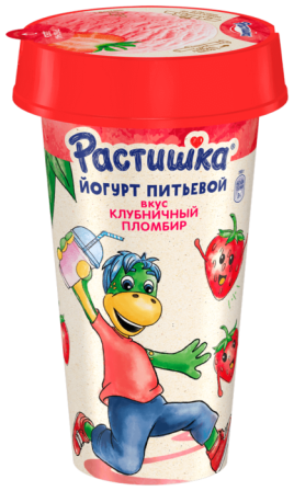 БЗМЖ Йогурт Растишка питьевой клубничный пломбир 2,8% 190гр