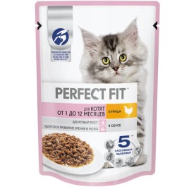 PERFECT FIT пауч для котят от 1 до 12 мес. с курицей  в соус 75гр
