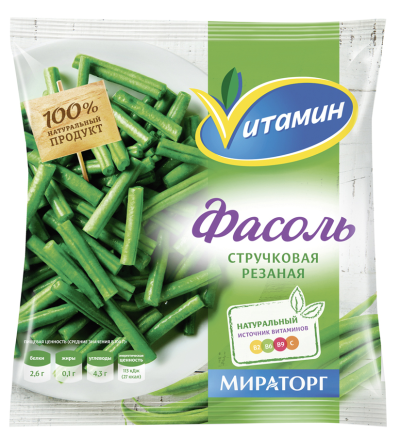 Фасоль стручковая резаная Витамин зам.400гр Мираторг