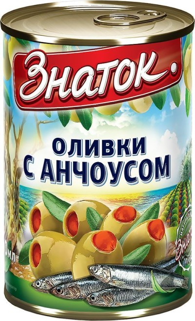 Оливки с анчоусом 280г ж/б Знаток