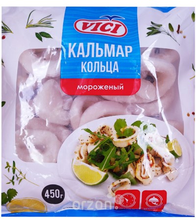 Кальмар кольца мороженый 450г VICI