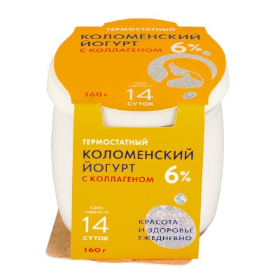БЗМЖ Йогурт Коломенский с коллагеном 6% ст/б 160г