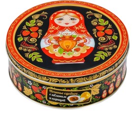 Печенье сдобное с яблоком и корицей 400гр ж/б Regnum Матрешки