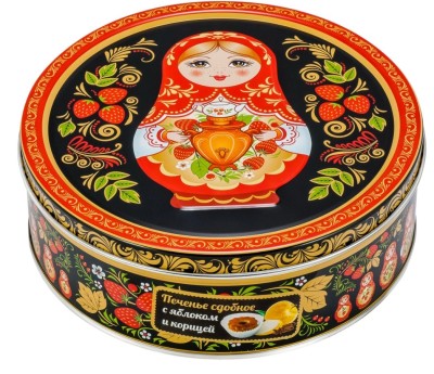 Печенье сдобное с яблоком и корицей 400гр ж/б Regnum Матрешки