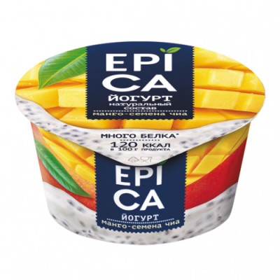 БЗМЖ Йогурт Эпика Манго и семена чиа 5% 130гр