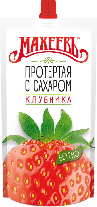 Клубника протертая с сахором д/пак 300гр Махеевъ