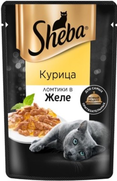Шеба пауч для взрослых кошек Курица ломтики в желе 75г