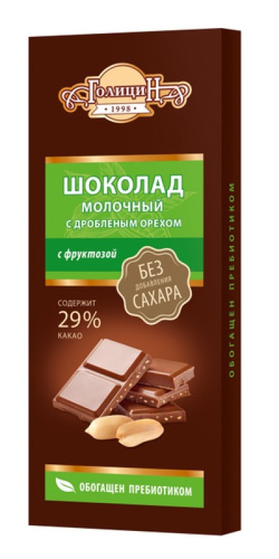 Шоколад Голицин молочный с орех. на фр.60г.
