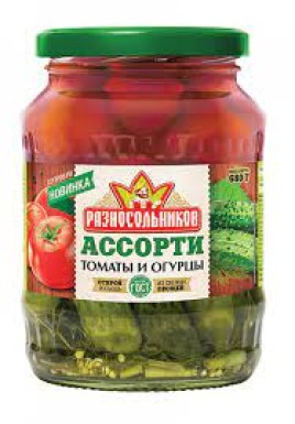 Ассорти томаты и огурцы Разносольников 680гр ст/б