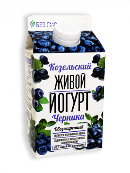 БЗМЖ Йогурт обезжиренный 0,450гр Черника /Козельский