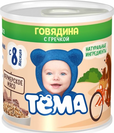 "Тема" Пюре мясное говядина с греч.крупой ж/б 90г
