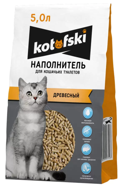 Наполнитель Котоффский для кошачьих туалетов древесный 5л