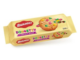 Печенье сдобное Яшкино "Бонфетти" с цветным драже 200г