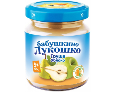 Бабушкино Лукошко Груша яблоко без сахара пюре с 5 мес. 100г