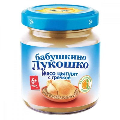 Бабушкино Лукошко Пюре мясо цыплят с гречкой с 6мес. 100г