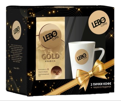 Подарочный набор Кофе Лебо Gold 100гр*2шт + кружка 330мл