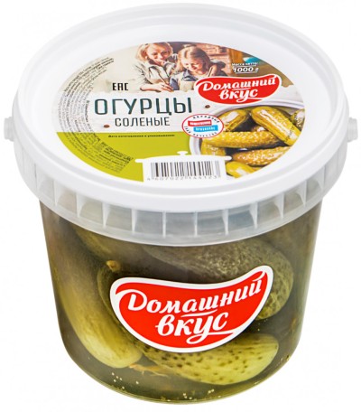 Огурцы соленые 1000гр Домашний вкус