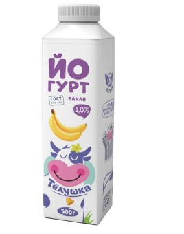 БЗМЖ Йогурт питьевой Тёлушка банан 1% 500гр