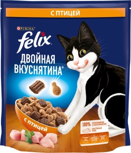 FELIX Корм сух. д/кошек Двойная вкуснятина с птицей 600гр