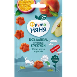 Фруктовые кусочки ФрутоНяня из яблока.персика и маракуйи 15гр
