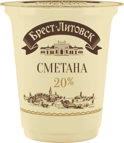 БЗМЖ Сметана 20% пл/ст 300г Брест-Литовская
