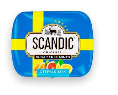 Конфеты без сахара со вкусом цитрусовый микс ж/б 14гр Scandic