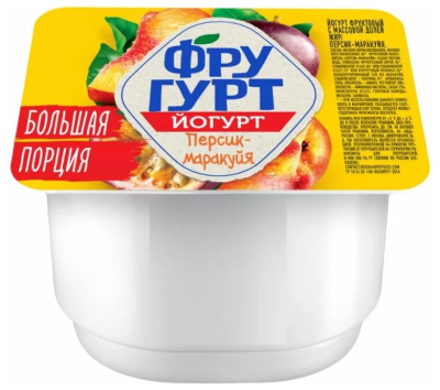 БЗМЖ Йогурт Фругурт Персик-маракуйя 2% 240гр