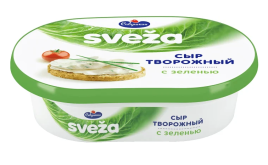 АКЦИЯ!!! БЗМЖ Сыр творожный  Sveza  с зеленью 60% 150гр ван. Савушкин