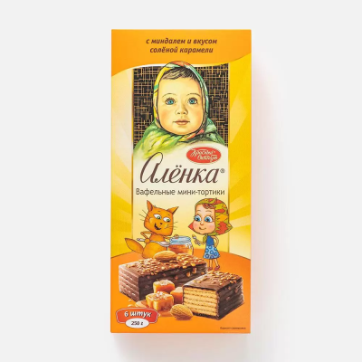 Вафельные мини-тортики Аленка с миндалем и соленой карамели 250гр
