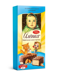Вафельные мини-тортики Аленка со сливочным вкусом и миндалем 250гр