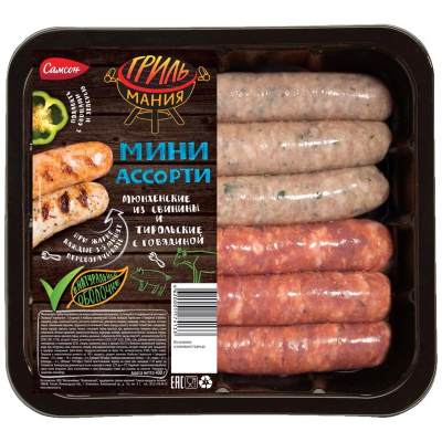 Колбаски Мини Ассорти охл. лот 400гр Самсон