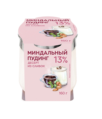 БЗМЖ Десерт Коломенский из сливок Миндальный пудинг 13% 160гр ст