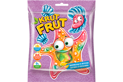 Жевательный мармелад Крут Фрут Звездочки со вкусом персика и апельсина 100гр