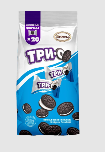 Печенье Трио какао с начинкой пломбир 460гр Акконд