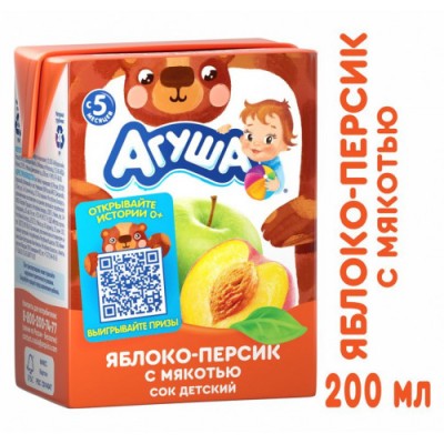 Сок Агуша яблоко персик т/п 200мл