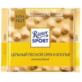 Шоколад Риттер Спорт белый с лесным орехом 100г