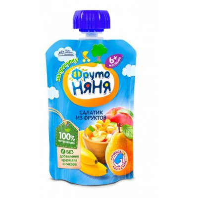 Пюре ФрутоНяня Салатик из фруктов 90гр.м/уп.