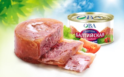 Ветчина Балтийская из говядины "ОВА" 325г ж/б
