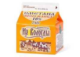 БЗМЖ Сметана мини 18% 240г "Вологжанка" ВМК