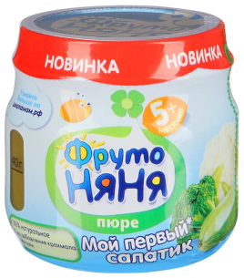 Пюре ФрутоНяня Мой первый салатик 80г (кабачки кап. брок. и цвет. кап.)